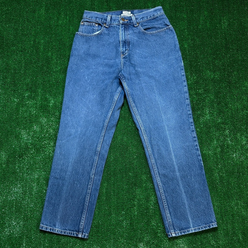 L.L. Bean Original Relaxed Fit High Rise Straight Leg Jeans Medium Wash 8 Petite